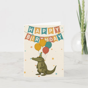 Cartão Crocodilo Birthday Card - Festa Diversão