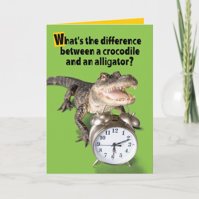 Cartão Crocodilo Verses Alligator Riddle Consulte Você Em (Frente)