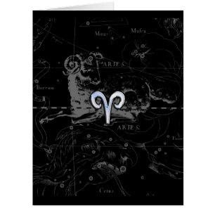 Cartão Cromo como Aries Símbolo Zodíaco em Hevelius 1690