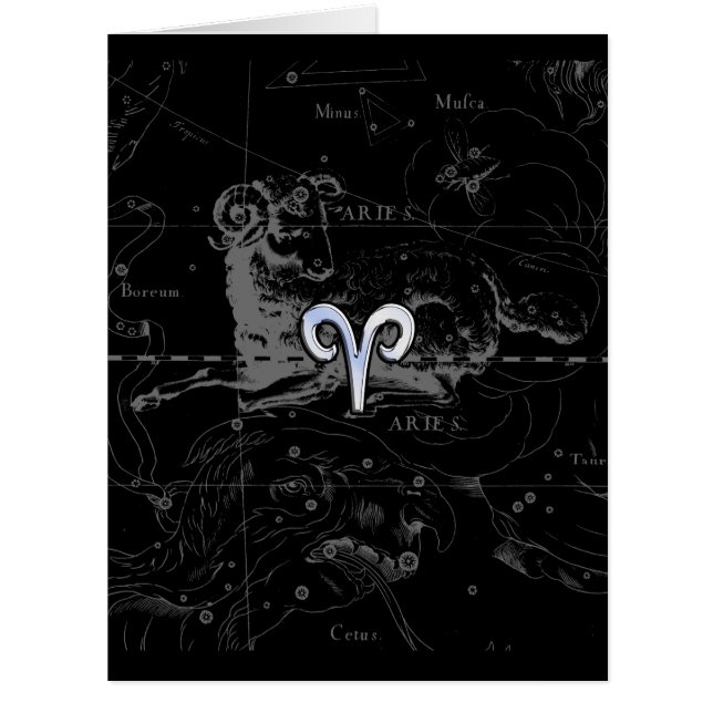 Cartão Cromo como Aries Símbolo Zodíaco em Hevelius 1690 (Frente)