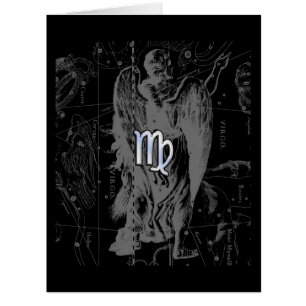 Cartão Cromo como Virgo Zodiac Sinal em Hevélio em Preto