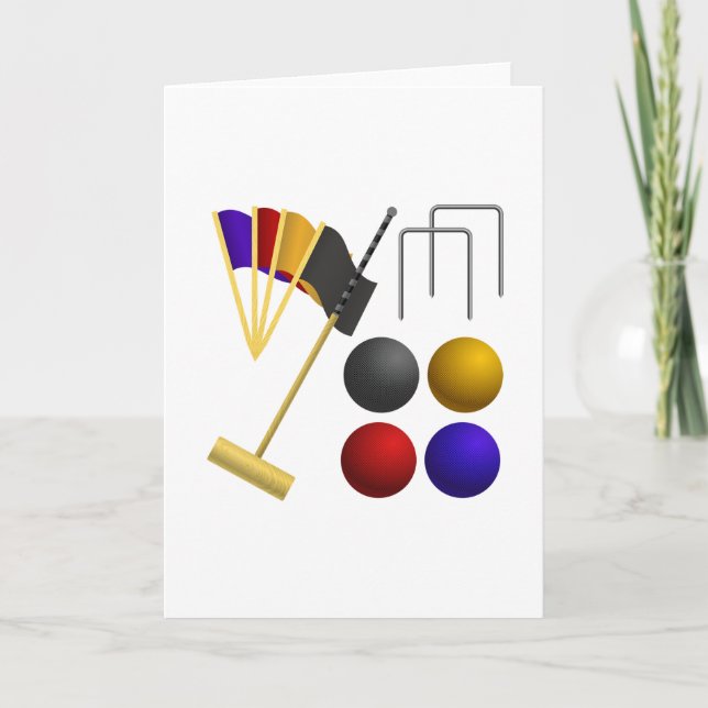 Cartão Croquet Equipment Set Mallet Balls Hoops (Frente)