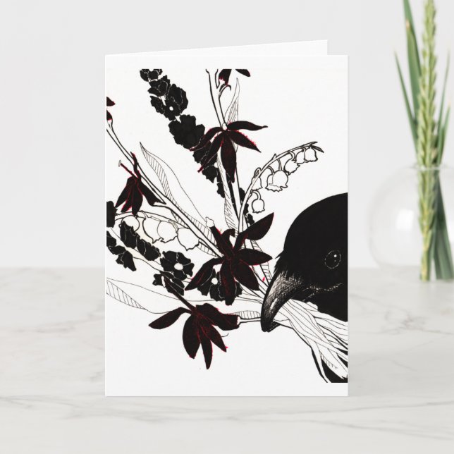 Cartão Crow Bouquet Greeting Card (Frente)