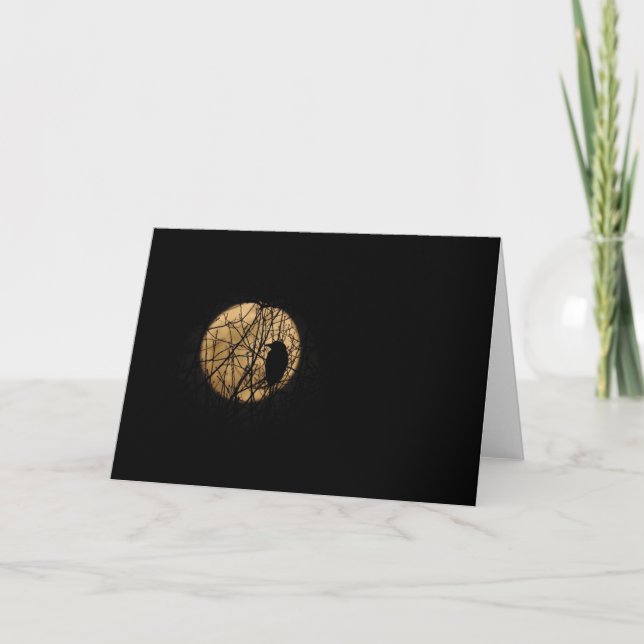 Cartão Crow & Full Moon (Composite) Greeting Card, Blank (Frente)