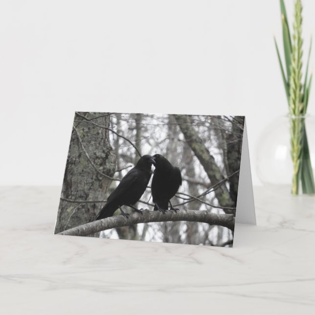Cartão Crow Pair Greeting Card, Blank Inside (Frente)