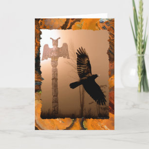 Cartão CROW & TOTEM POLE Native American-themed Card