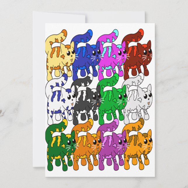 Cartão Crowd de Kitten, Padrão Xmas Bonito (Frente)