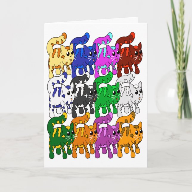 Cartão Crowd de Kitten, Padrão Xmas Bonito (Frente)