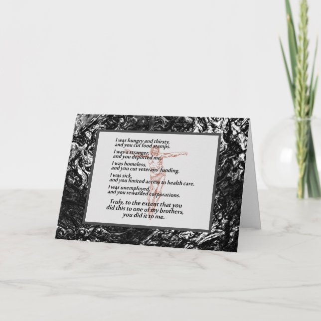 Cartão Crucifixo da Justiça Social (Frente)