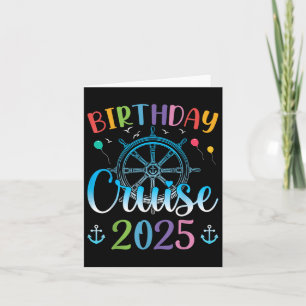 Cartão Cruise de Aniversário Festivo 2025 Cruise Boat Par