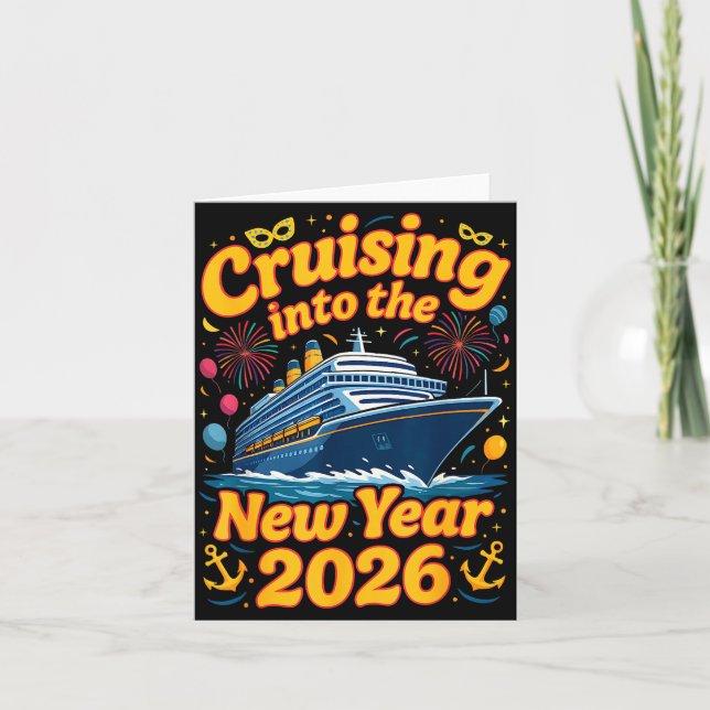 Cartão Cruise Into The New Year 2026 Crew Squad Family Ma (Frente)