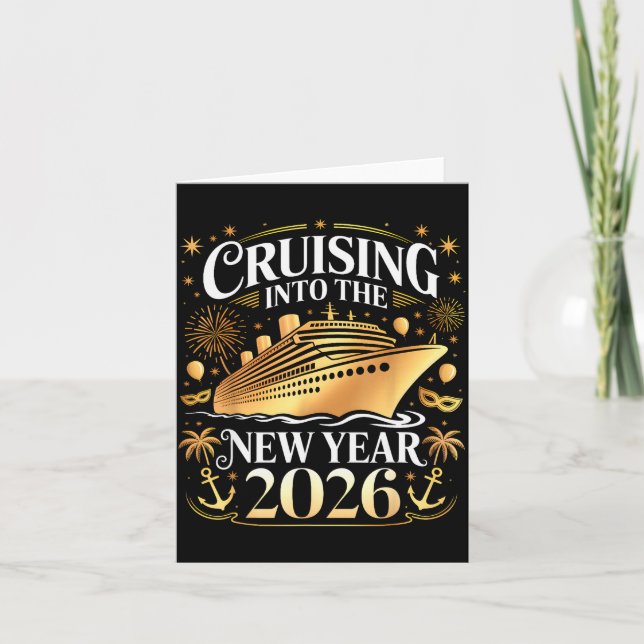 Cartão Cruising Into 2026 New Years Eve Party Favors Fami (Frente)