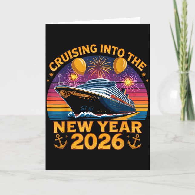 Cartão Cruising Into 2026 New Years Eve Party Favors Fami (Frente)