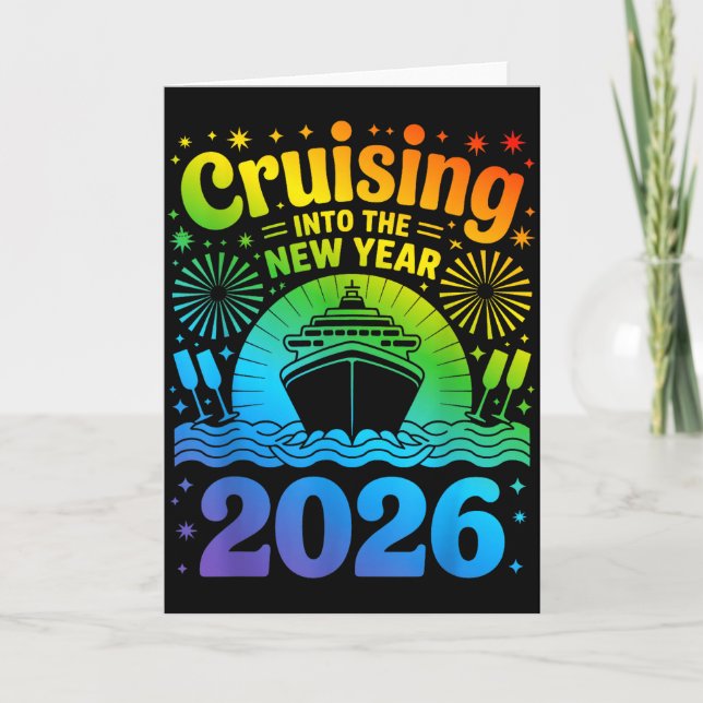 Cartão Cruising Into New Year 2026 Lgbtq Pride Cruise Cel (Frente)