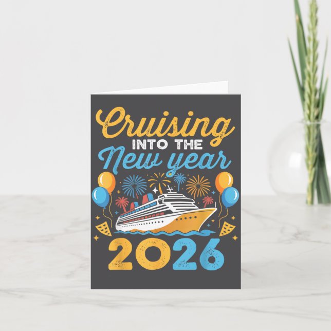Cartão Cruising Into The New Year 2026 Family Cruise Cele (Frente)