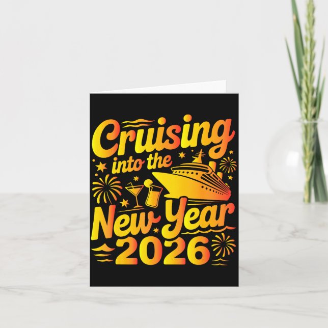 Cartão Cruising Into The New Year 2026 Family Cruise Vaca (Frente)