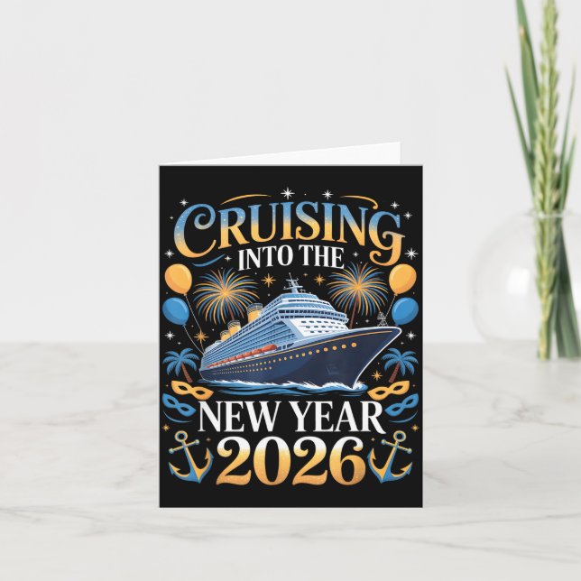 Cartão Cruising Into The New Year 2026 Vacation Design  (Frente)
