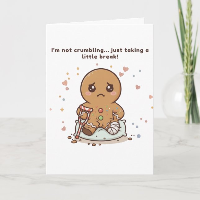 Cartão Crumbling, Cute Puchi Gingerbread Get Well Card (Frente)