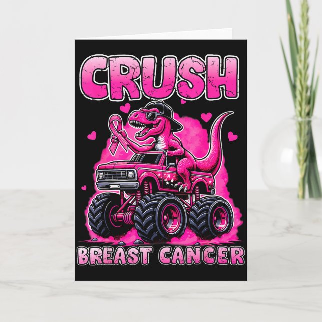 Cartão Crush Breast Cancer Awareness T Rex Monster Truck  (Frente)