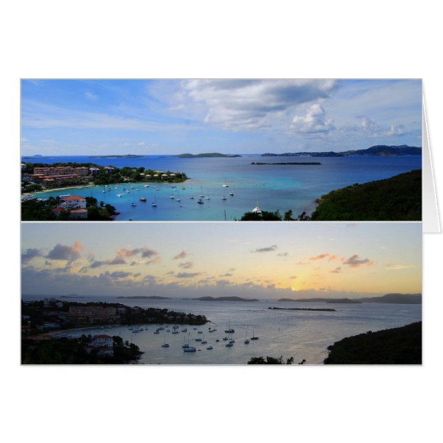 Cartão Cruz Bay Collage, Ruas John, Ilhas Virgens dos EUA (Frente Horizontal)