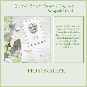 Cartão Cruz Branca Floral Simpatia Religiosa