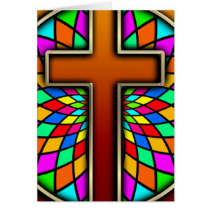 CARTÃO CRUZ COM VITRAL
