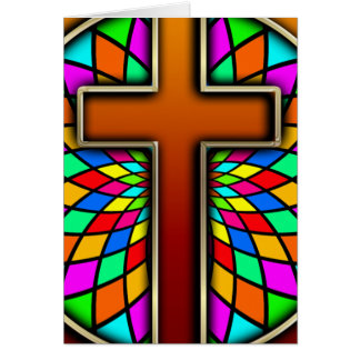 CARTÃO CRUZ COM VITRAL