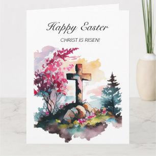 Cartão Cruz Cristã Jesus Cristo Ressuscitou Feliz Páscoa