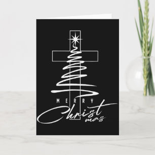 Cartão Cruz Cristã Jesus Feliz Natal Xmas Árvore Ho