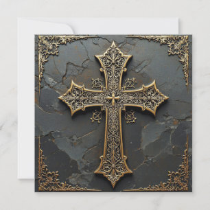 Cartão Cruz Cristã Mármore Preto Cristo