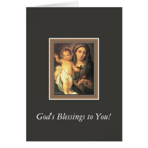 Cartão Cruz infantil abençoada do cristo de Madonna da