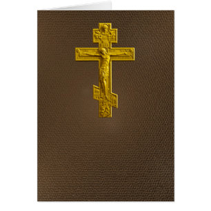 Cartão Cruz ortodoxo russo dourada