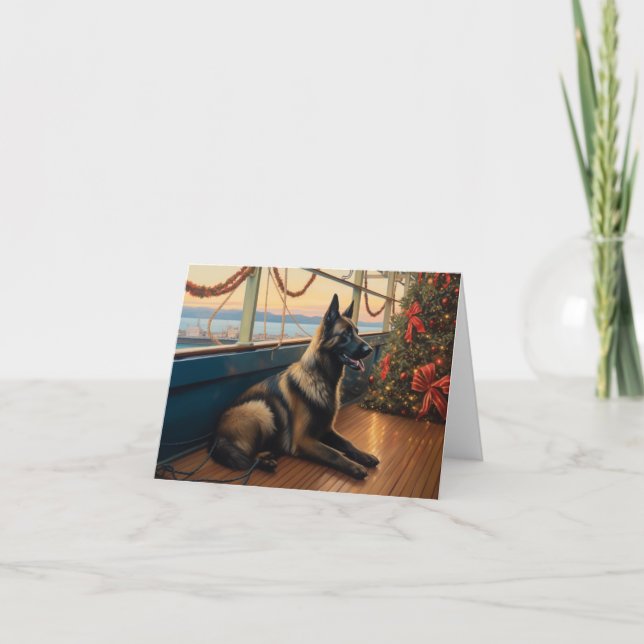 Cartão Cruzeiro de Natal de Shepherd Belga: Feriado Pawso (Frente)