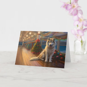 Cartão Cruzeiro de Natal do Alaskan Malamute: Feriado Paw