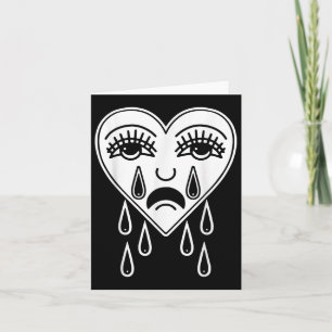 Cartão Crying Heart American Traditional Tattoo Old Schoo