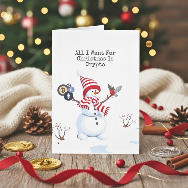 Cartão Crypto Christmas Snowman (Holiday Blockchain Greeting Cards)
