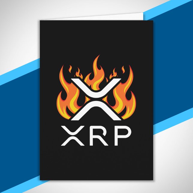 Cartão Cryptocurrency XRP Crypto Orange Flames Fire Melt (Criador carregado)