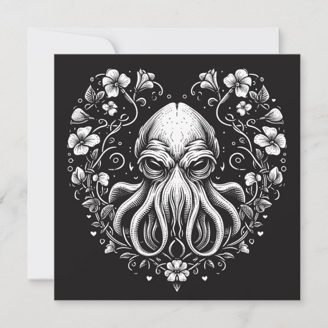 Cartão Cthulhu Valentine Lovecraft Horror Coração em Form (Frente)