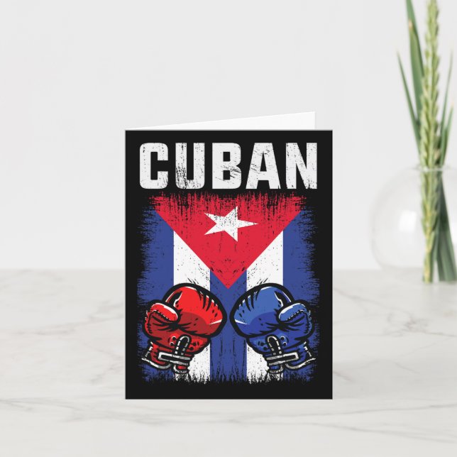 Cartão Cuba Boxando Camisa Com Luvas E Bandeira Cubana Cu (Frente)