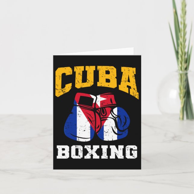 Cartão Cuba Boxando Luvas Bandeira Cubana Boxando Equipe  (Frente)