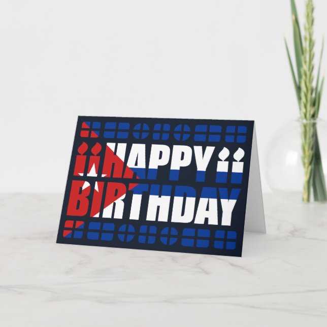 Cartão Cuba Flag Birthday Card (Frente)