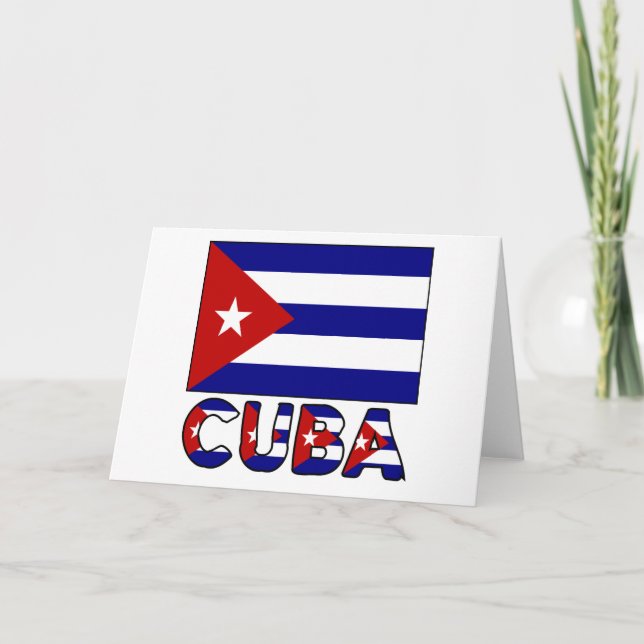 Cartão Cuba Flag & Word Dark (Frente)