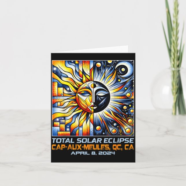 Cartão Cubismo Eclipse Total do Sol Cap-aux-Meules Quebec (Frente)