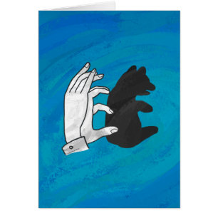 Cartão Cubo do Urso Sombra em Azul