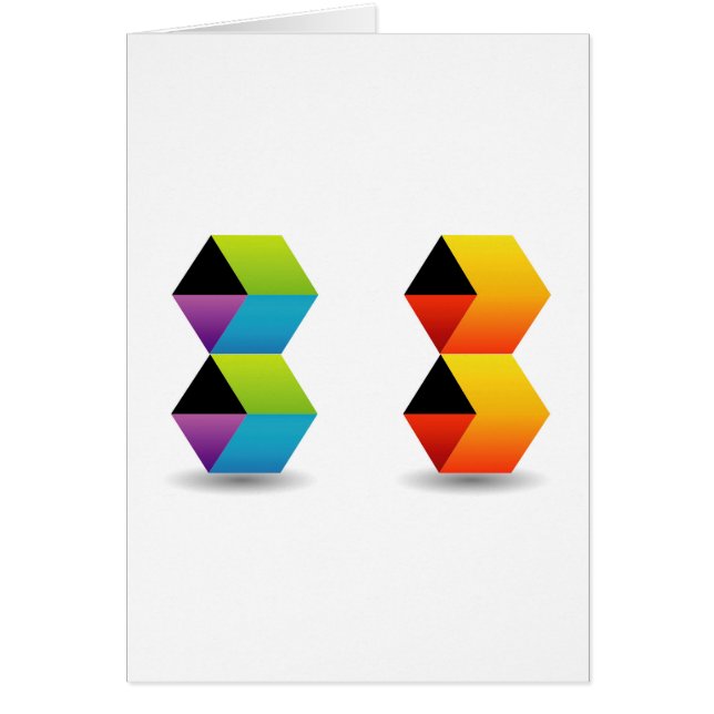 Cartão cubos e sombra coloridos (Frente)