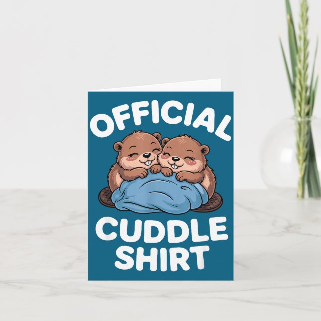 Cartão Cuddle Shirt Cute Beavers Snuggling  (Frente)