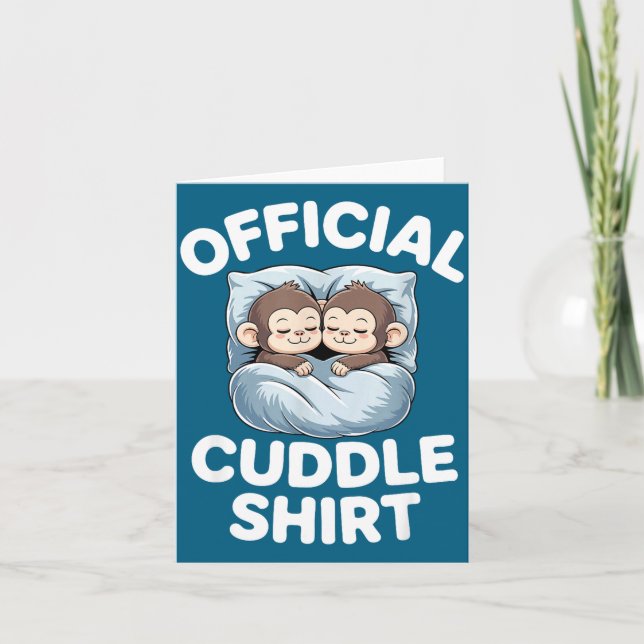 Cartão Cuddle Shirt Cute Sleepy Monkey Couple  (Frente)