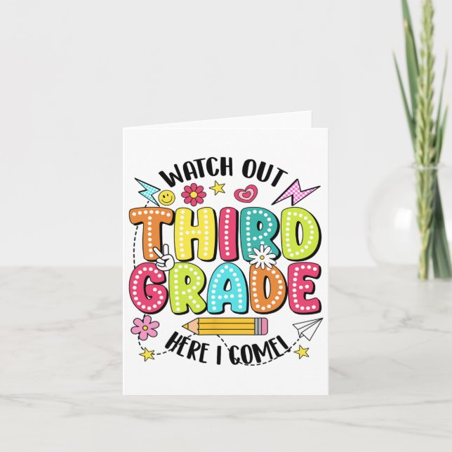 Cartão Cuidado 3ª Série Aqui Vou Eu Primeiro Dia de Volta (Frente)