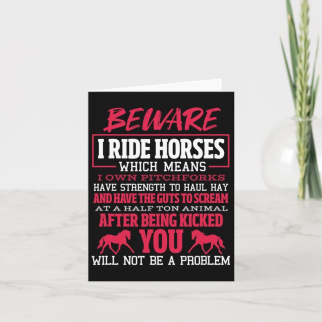 Cartão Cuidado Que Ando Cavalos Cavalos Andando Equestre (Frente)