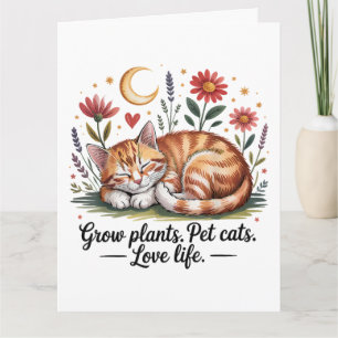 Cartão Cultive Plantas que os Gatos Amam Vida Fofo Jardin